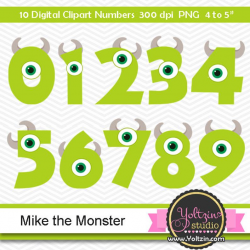 Monsters clipart numbers Mike Inc / Monster clipart University Mike /  Monsters Clip art numbers / clipart numbers Monster green eyes