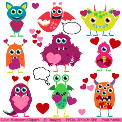 Valentine Monsters Clipart Clip Art, Love Monsters Clipart ...