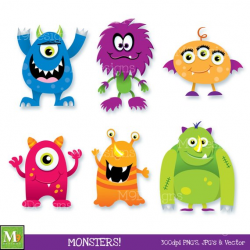 MONSTERS Clip Art: Monster Clipart, Scary Fun Cute Monsters ...