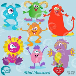 Monster clipart, Mini monsters, Halloween, {Best Teacher Tools} AMB-552