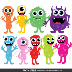 Monsters Clipart, Monster Bash Clip Art, Little Monster Images for Monster  Birthday Bash Invitations INSTANT DOWNLOAD CLIPARTS C67
