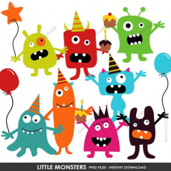 Little Monsters Clipart, Monster Bash Clip Art, Monster Images for Monster  Birthday Bash Invitations INSTANT DOWNLOAD CLIPARTS C52