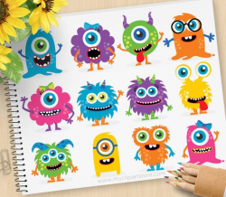 Monster Clipart, baby monster, cute monster, friendly ...