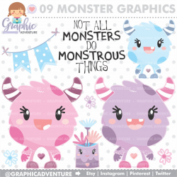 Monster Clip Art, Monster Graphics, Creature Clipart, COMMERCIAL USE, Not  all Monsters do Monstrous Things, Monster Party, Creature Graphics