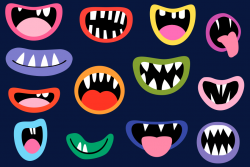 Spooky Monster Mouths clipart, Halloween teeth lips tongues