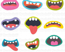 Monsters Mouth and Eyes Digital Clipart / Little Monster ...
