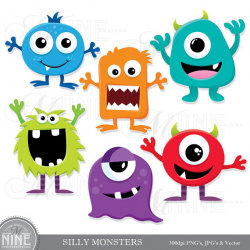 SILLY MONSTERS Clip Art / Monster Clipart Downloads ...