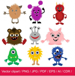 Little Monsters Clipart / Monsters Clip Art / Monsters vector / cute  Monster Clip art / for personal and commercial use / AI