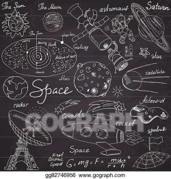 EPS Illustration - Space doodles icons set. hand drawn ...