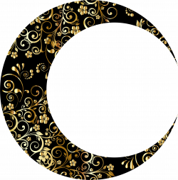 Clipart - Gold Floral Crescent Moon Mark II 5