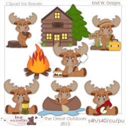 Digital clipart - Camping - Moose Clipart - Summer - Kristi W Designs -  Instant Download - Clip Art- Bottle Cap Images