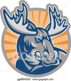 Vector Illustration - Angry moose mascot retro. EPS Clipart ...