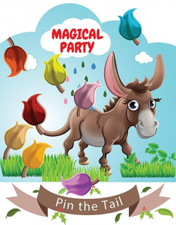 LARZN Pin the Tail on the Donkey Party Favor Games Party Supplies,New,  Extra Tails,Pin the Tail Games