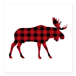 CafePress Plaid Moose Animal Silhouette Sticker Square Bumper Sticker Car  Decal, 3