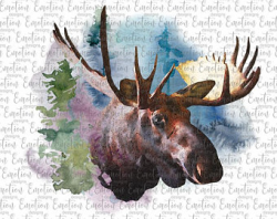 Moose watercolor | Etsy