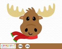 Christmas Moose clipart, winter woodland clip art, instant download