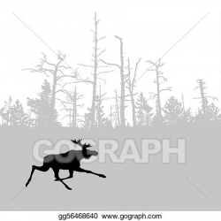 Vector Art - Silhouette moose on wood background. Clipart ...