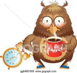 Vector Clipart - Early morning time - funny owl . Vector ...
