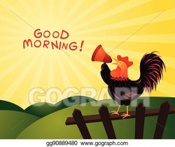 Vector Art - Rooster crowing and announcing with megaphone ...