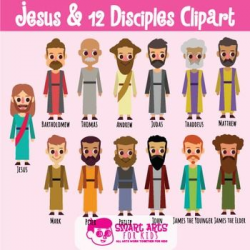 Jesus and 12 Disciples Clip Art Set with names | JESUS ...