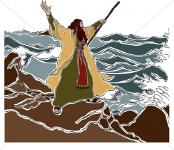 Moses Stands on the Red Sea Shore | Moses Clipart