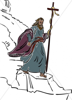 Moses Walking with Staff and Snake | Moses Clipart