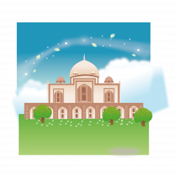 Taj Mahal Cartoon Illustration - Blue sky under the mosque 2126*2126 ...