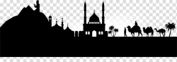 Silhouette of mosque and camel, Arabian Peninsula Arabic ...