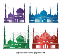 Vector Illustration - Set of colorful mosque or masjid ...