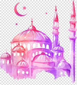Ramadan Drawing Mosque Watercolor painting, Dream colorful ...