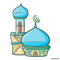 Great and cute blue mosque for muslim praying - vector ...