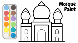 MOSQUE Drawings and Coloring Book Pages||How to Draw a mosque for kids easy  step by tutorial youtube