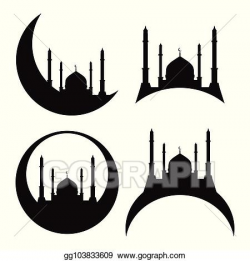 Vector Illustration - Set of silhouettes of a mosque. eid al ...