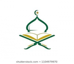 Modern Islamic Mosque And Quran Logo In Isolated White ...