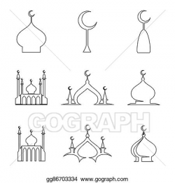 EPS Vector - Line arabic dome of mosque set. Stock Clipart ...