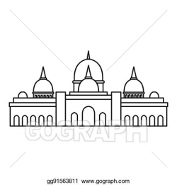 Clipart - Sheikh zayed mosque, abu dhabi icon, outline style ...
