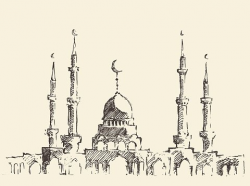 Mosque Vintage Illustration Hand Drawn Sketch premium ...