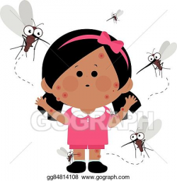 Clip Art Vector - Girl bitten by mosquitoes. Stock EPS ...