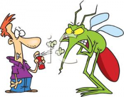 A Colorful Cartoon of a Man Trying To Kill a Giant Mosquito ...