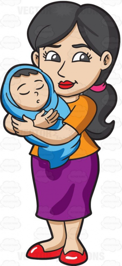 A mom taking care of her baby #cartoon #clipart #vector ...