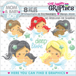 Mom Clipart, Mom Graphics, COMMERCIAL USE, Mermaid Clipart ...