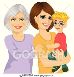 Vector Stock - Happy grandma, mother and her son. Clipart ...