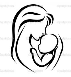 outline of mom and baby tattoo | Mother and baby symbol ...