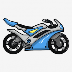 Blue Blue Motorcycle Hand Drawn Motorcycle Motorcycle ...