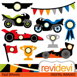 Race cars clip art - Racing car, motorcycle, trophy clipart. Commercial use  PNG files, digital download