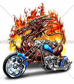 Dragon Motorcycle | Production Ready Artwork for T-Shirt Printing