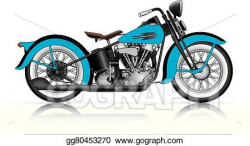 EPS Illustration - Blue classic motorcycle. Vector Clipart ...
