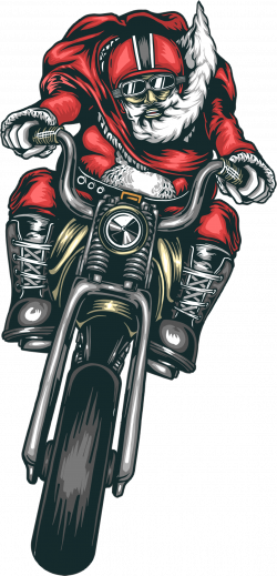 Clipart - Motorcycle Santa