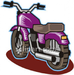 Small Purple Motorcycle - Royalty Free Clipart Picture