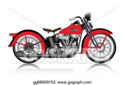 Stock Illustration - Red classic motorcycle. Clipart ...
